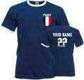 Personalised France Football Ringer T-Shirt Soccer Fans Sport Flag Badge Gift