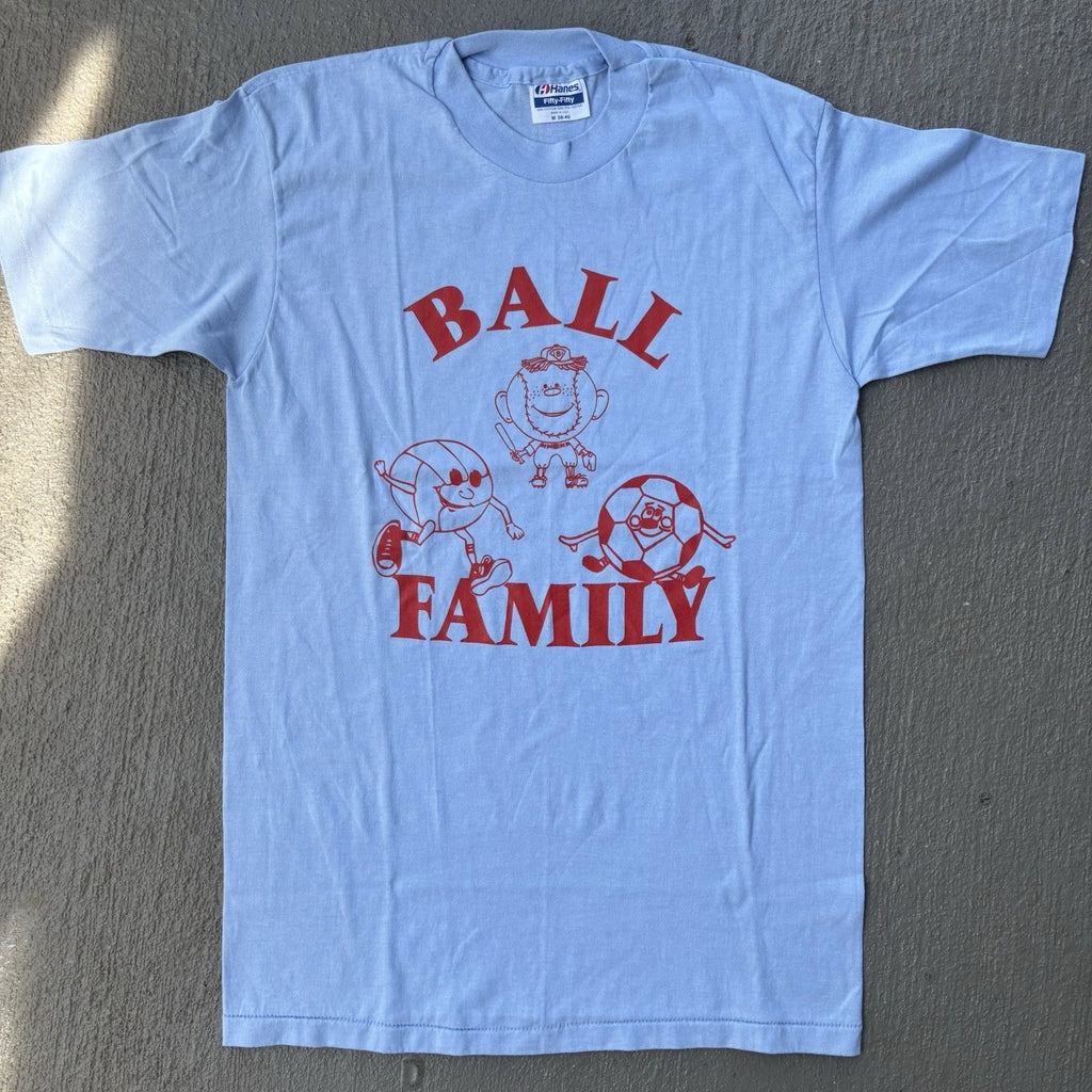 Vintage 80s Sports Ball Family Graphic Shirt Baseball Volleyball Soccer Medium