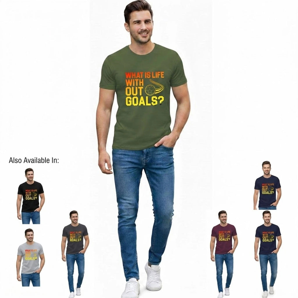 Men's Funny Soccer Quote T Shirt What Is Life Without Goals Football Graphic Tee