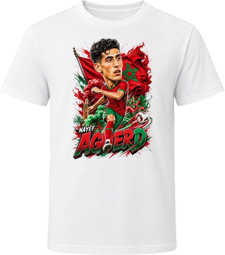 Nayef Aguerd Morocco Soccer Caricature 2026 World Cup T Shirt