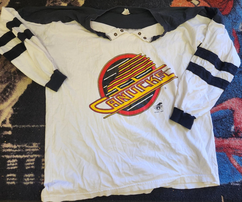 Vancouver Canucks Raven Athletics Mens Large Cotton Shirt 1994 Vintage