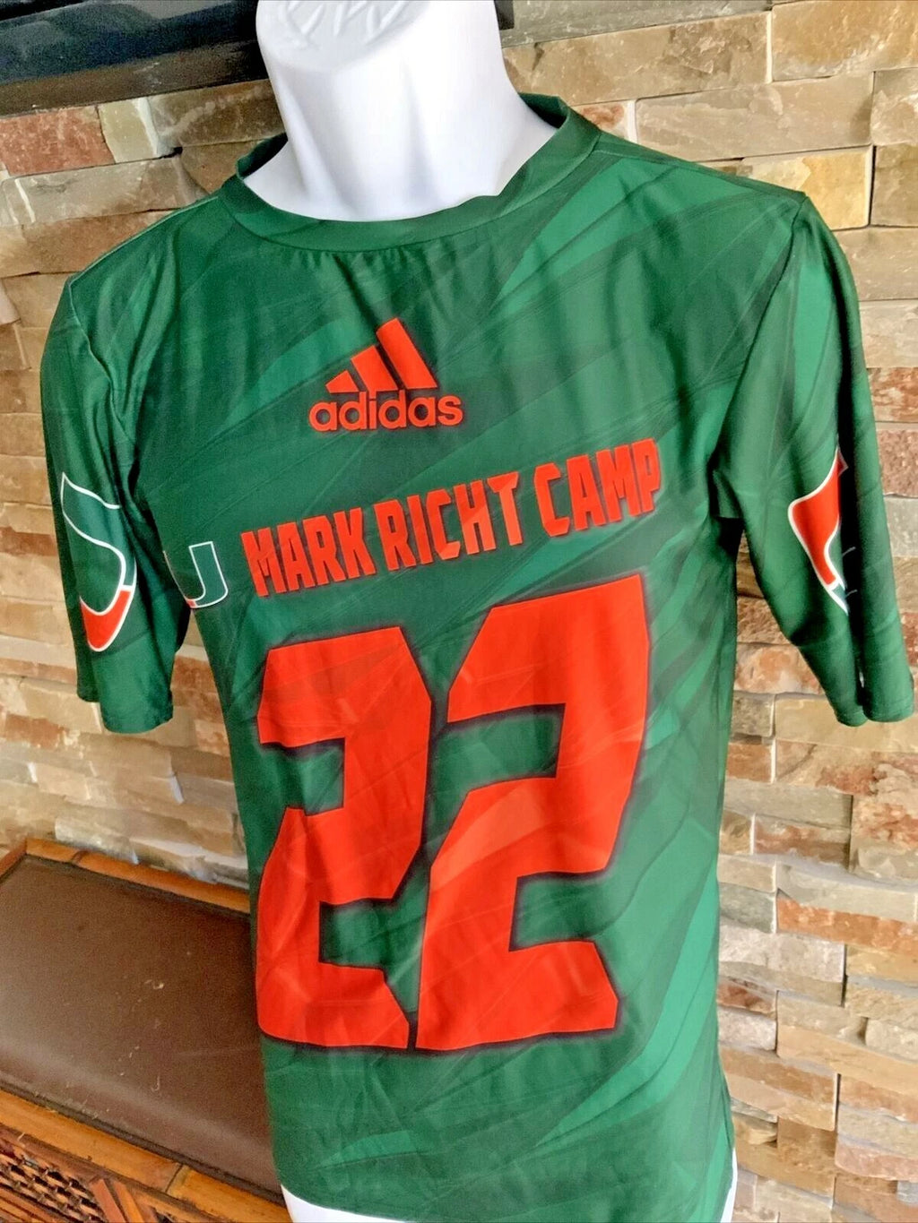 RARE MARK RICHT CAMP #22   UNIVERSITY OF MIAMI STRETCH JERSEY TAGGED L y7