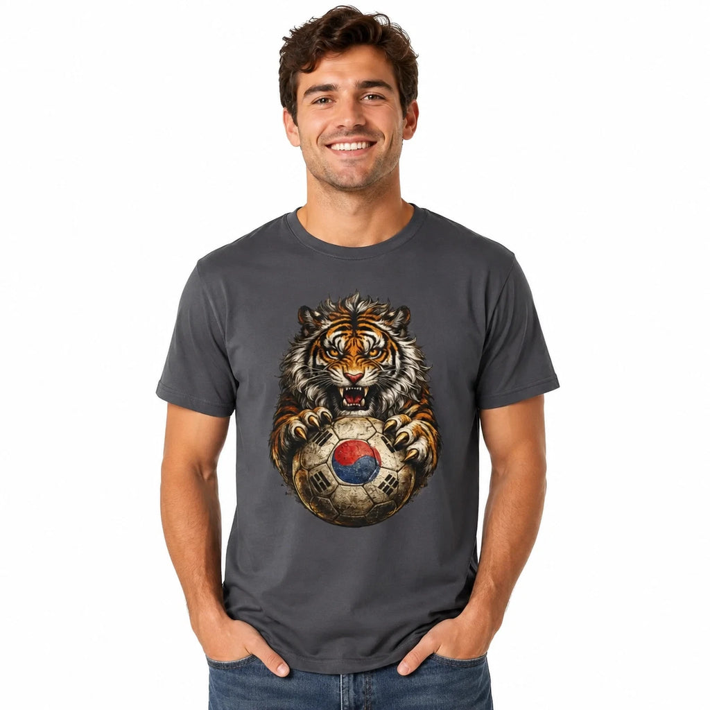 South Korean Tiger Soccer Ball T-Shirt Korean Football Fan Graphic Tee