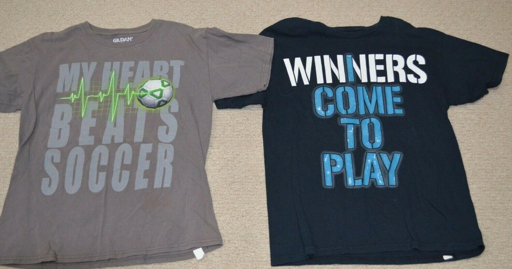 Lot of 2 My Heart Beats Soccer and Winners Come to Play T-shirt (18-20) 2XL