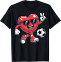 Valentines Day Heart Playing Soccer Boys Men Kids T-Shirt All Sizes XS–XL Gift
