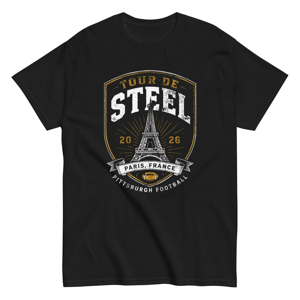 Tour de Steel: Pittsburgh Football x Paris France 2026 Grunge Tee