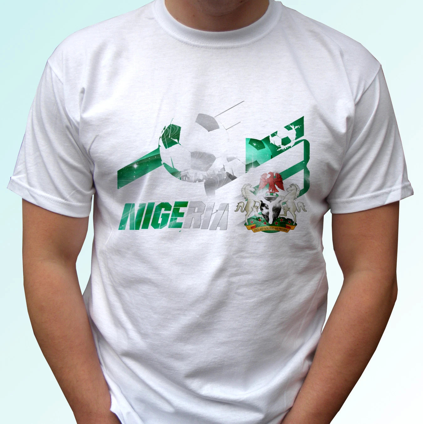 Nigeria football flag white t shirt soccer tag gift  cup top tee all sizes