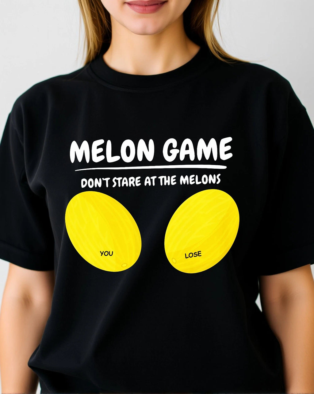 Melon Game T-shirt Dont Look At The Melon Adult Humor Stag-do Top Women's Tee