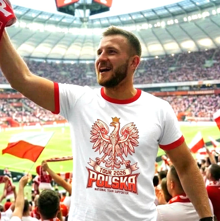 Poland Football T-Shirt 2026 koszulka - Polish Kibic  Ringer White