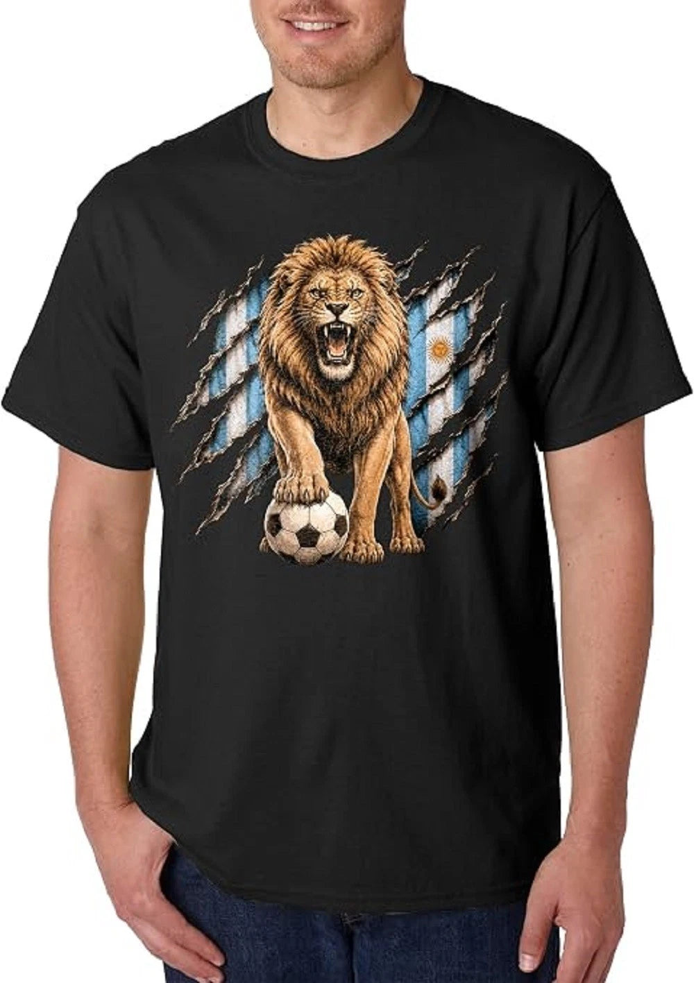 Argentina Flag Lion Soccer Men's Graphic T-Shirt, Messi Design, Football Fan Tee