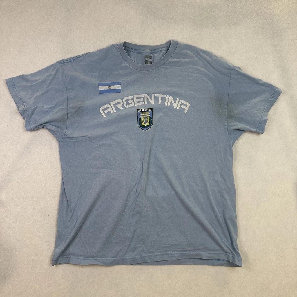 Vintage y2k Argentina Spellout Faded Short Sleeve Shirt Soccer Men XL Distressed