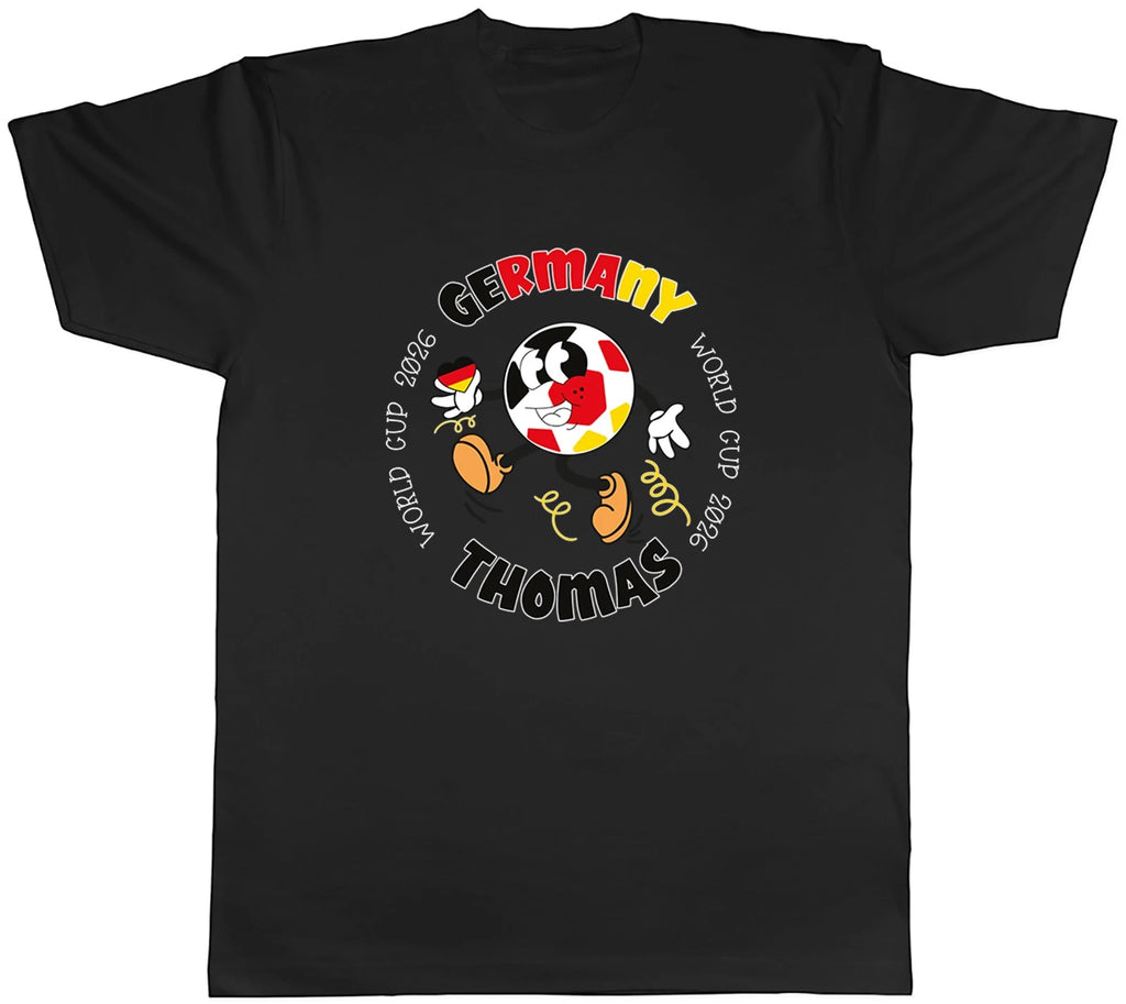 Personalised Germany World Cup Heart Football Fan Mens T-Shirt Tee Gift Top