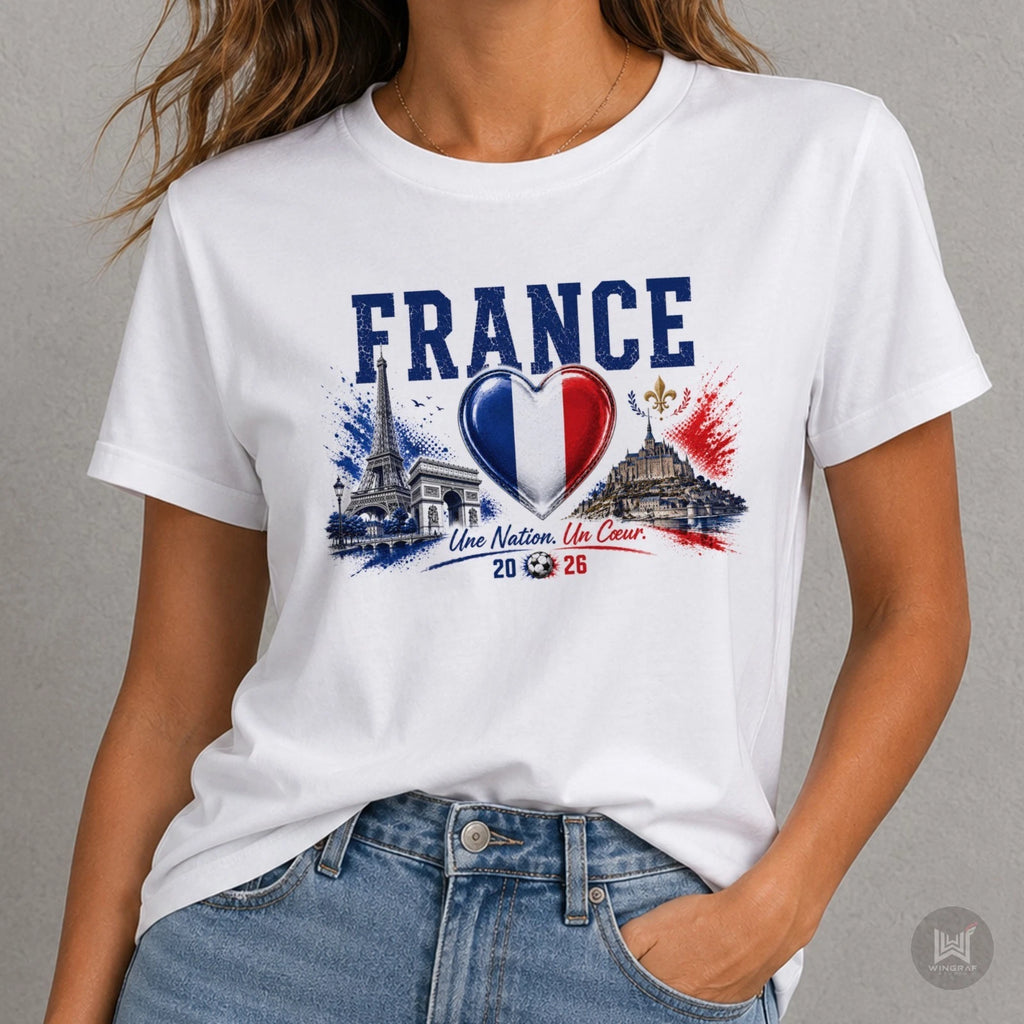 France t shirt 2026 football flag tee gift Paris heart soccer art top all sizes