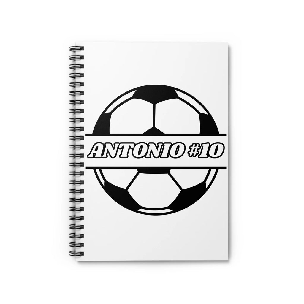 Personalized Soccer Spiral Notebook - Customize Name and Number - Gift Soccer