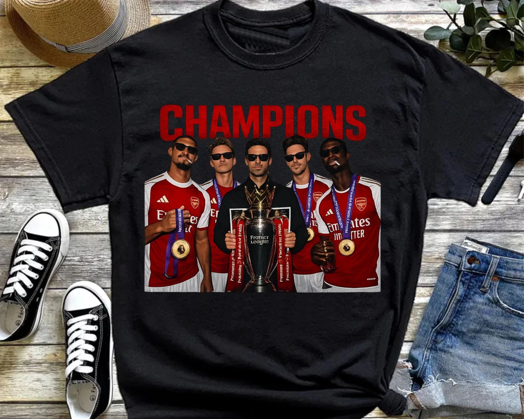 Champion 2025 2026 Shirt, Arsena F.C Trophy Tee, Soccer T-Shirt, Winners Tee