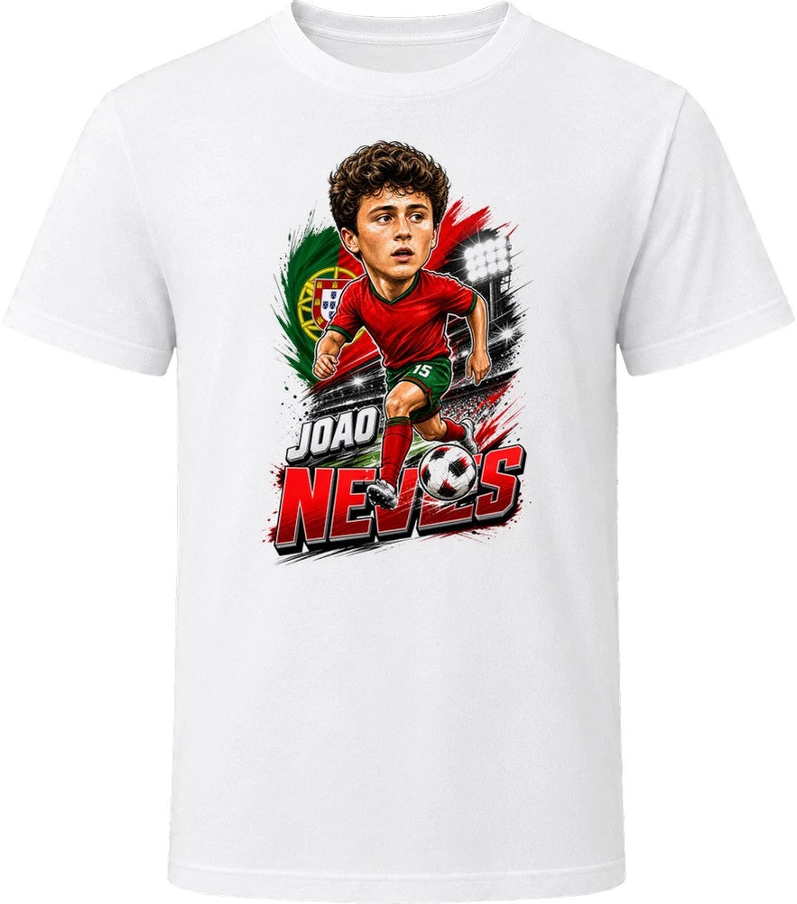 Joao Neves, Portugal Caricature Soccer 2026 T Shirt