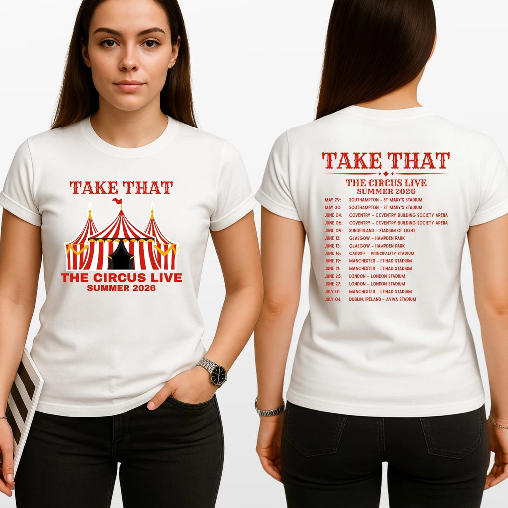 Take That The Circus Live Tour 2026 Inspired 2 Sided Unisex Music Fan T-Shirt