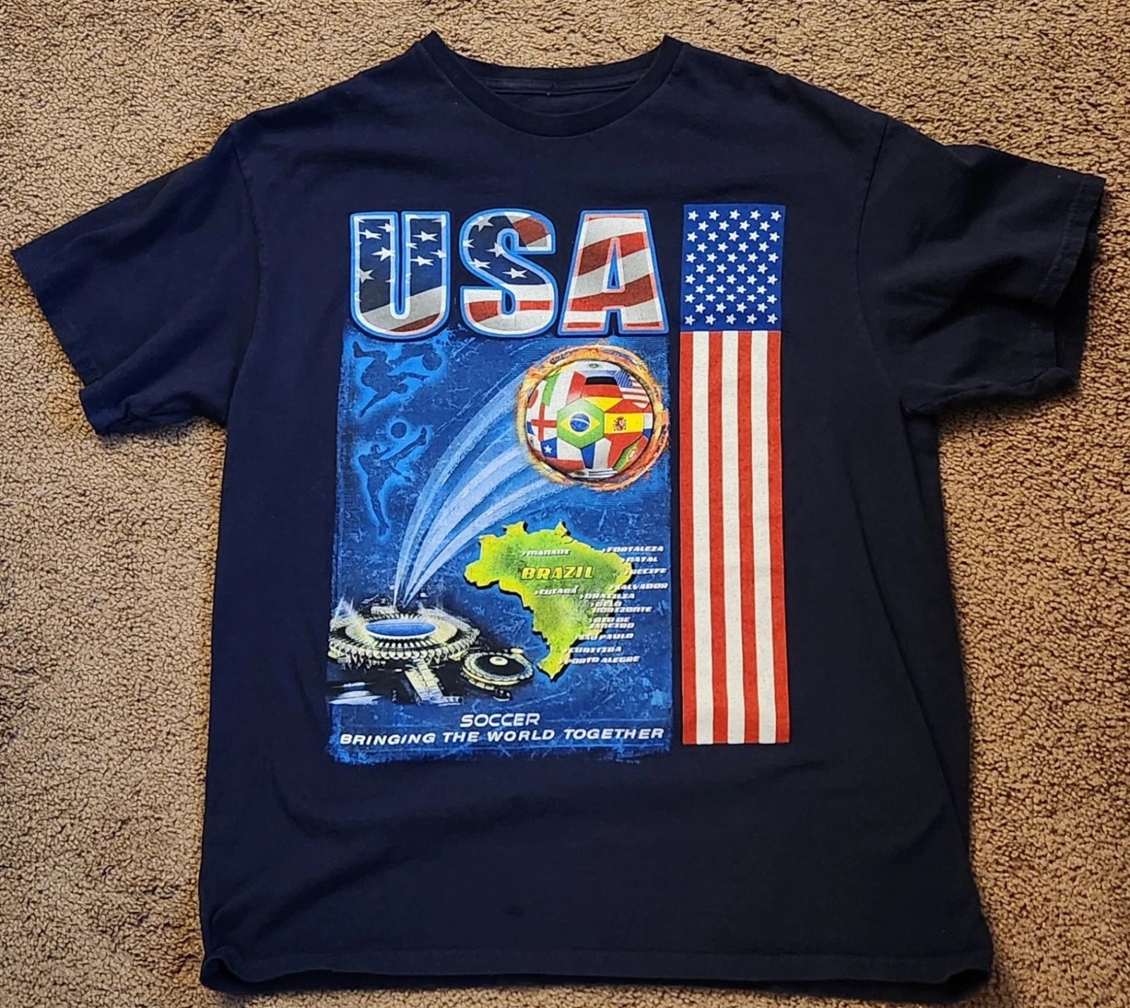 Vintage World of Soccer USA Soccer World Cup Short Sleeve T-Shirt Men's Large
