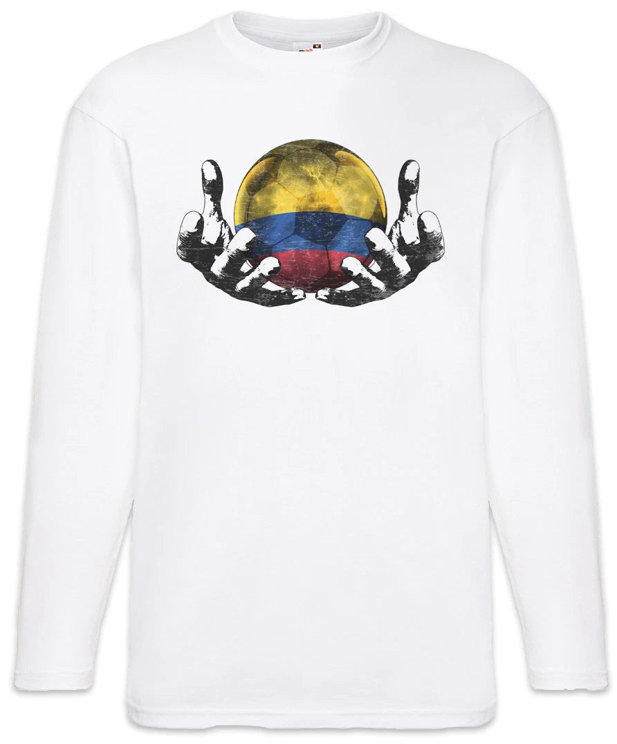 Colombia Football Magic Ball Men Long Sleeve T-Shirt colombian Soccer Flag