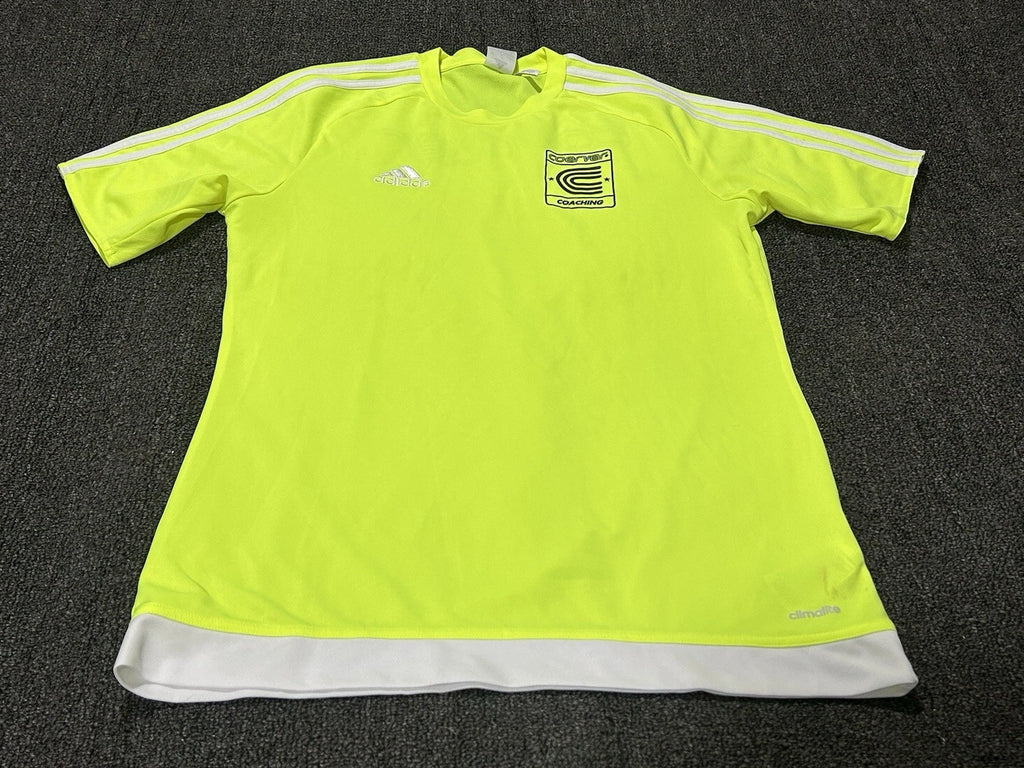 VINTAGE Soccer Coerver Coaching Men’s Medium Yellow Short Sleeve Shirt Jersey