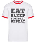 Eat Sleep Football Repeat - Mens Ringer - Footy Soccer Fan Player Team