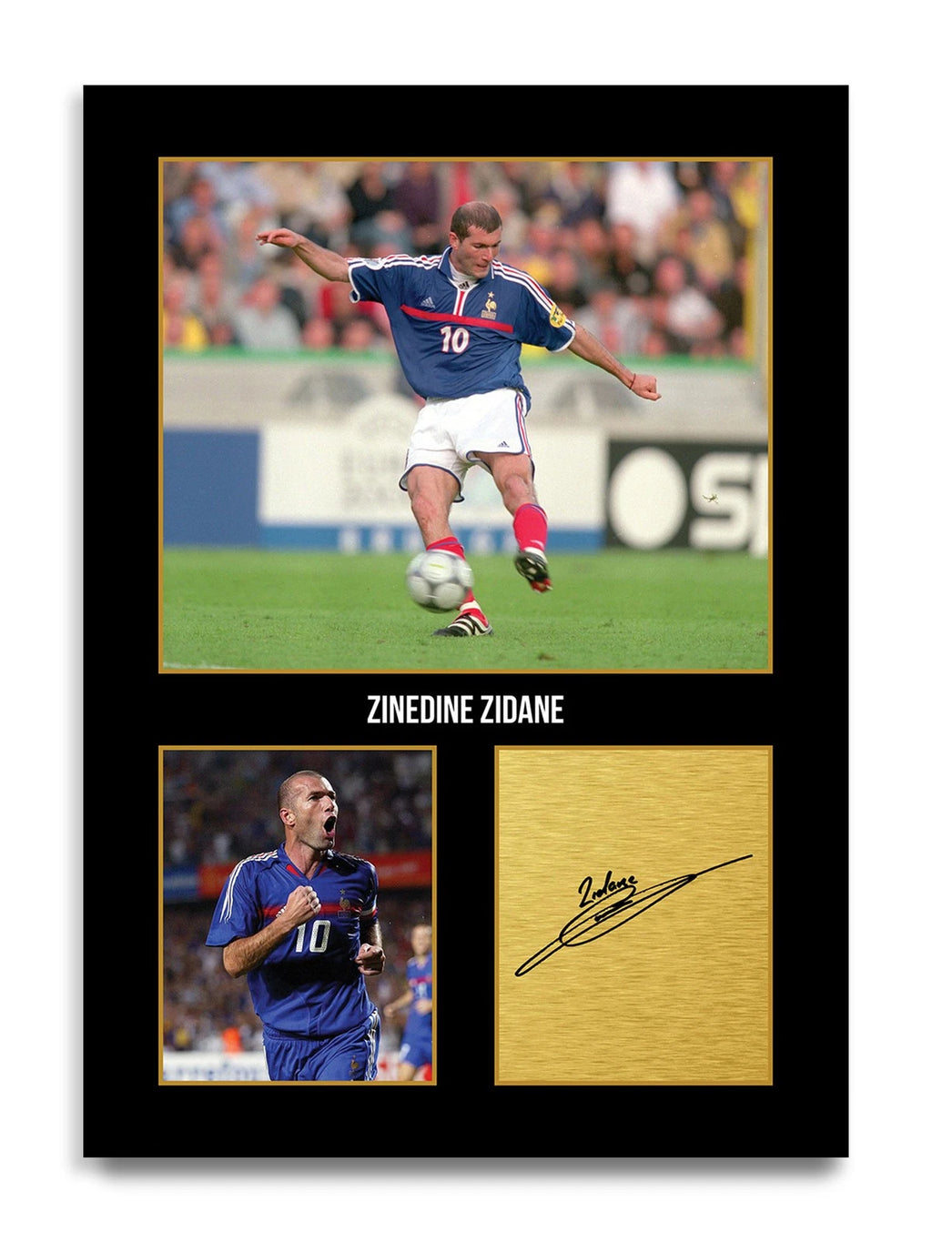 Zinedine Zidane Football Player Autographed Print Gift France Soccer Memorabilia
