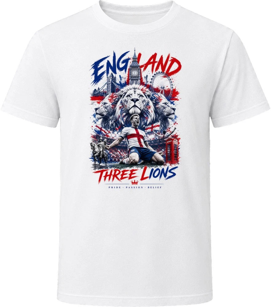 England Three Lions Soccer Football 2026 National Pride T Shirt