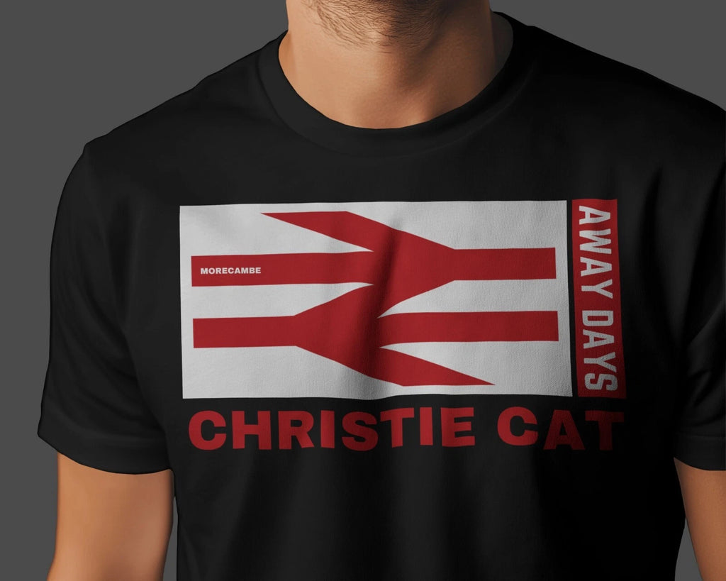 CHRISTIE CAT Away Days T-Shirt | Morecambe Mascot Shrimps Mazuma | Unisex Org