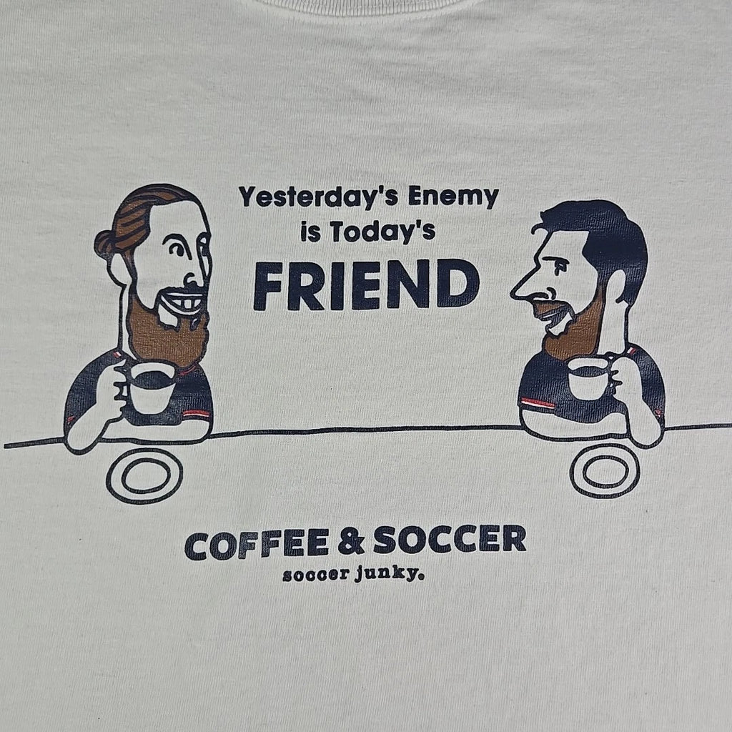 Claudio Pandiani Coffee & Soccer T-Shirt Men's Medium White Soccer Junky Messi