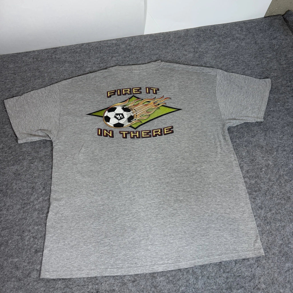 Big Dogs Fire It In There Soccer Graphic T Shirt Gray Mens XL Sports Tee