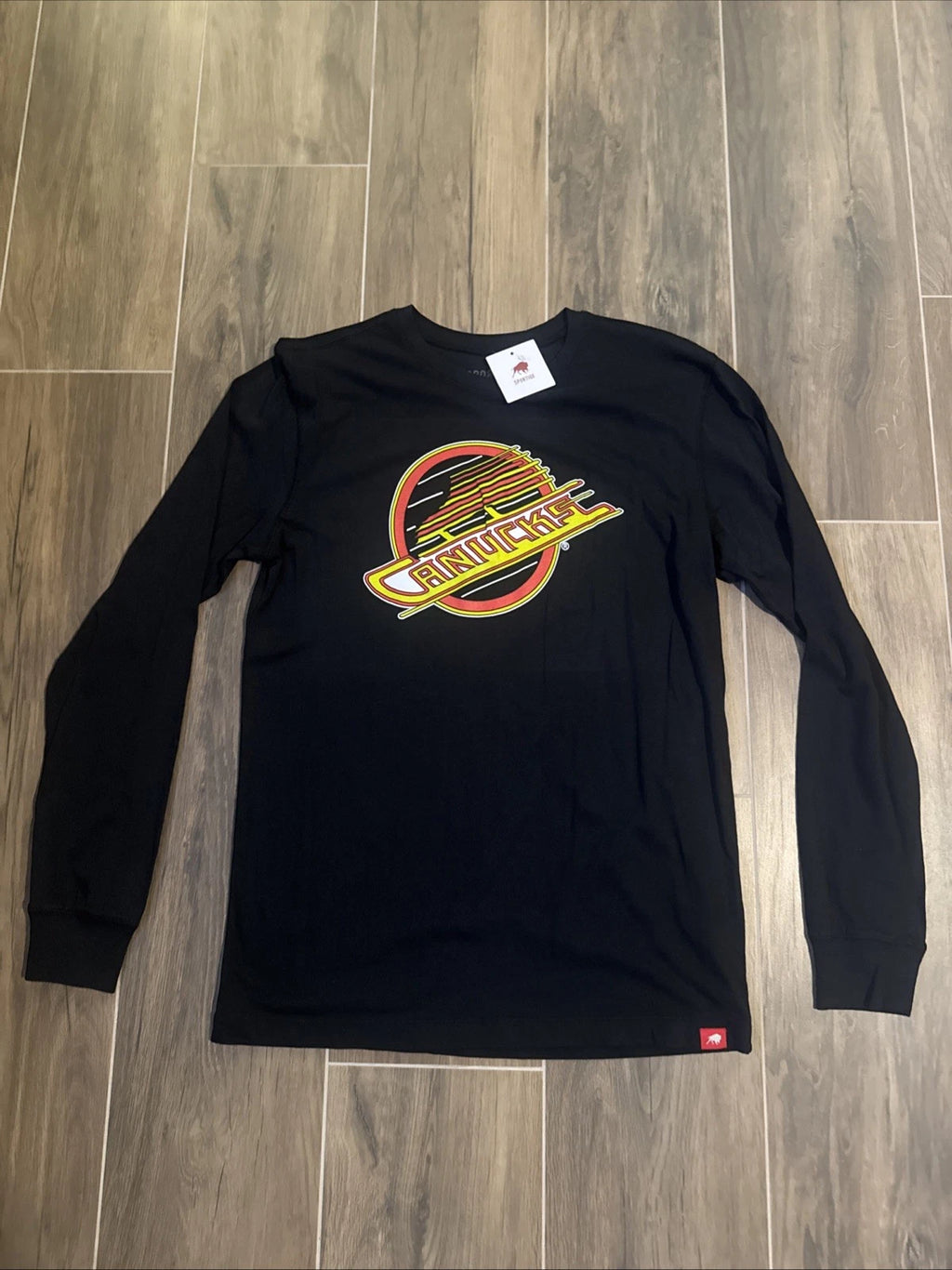 Sportique Vancouver Canucks Black Mens Crew TShirt Medium Super Soft 100% Cotton