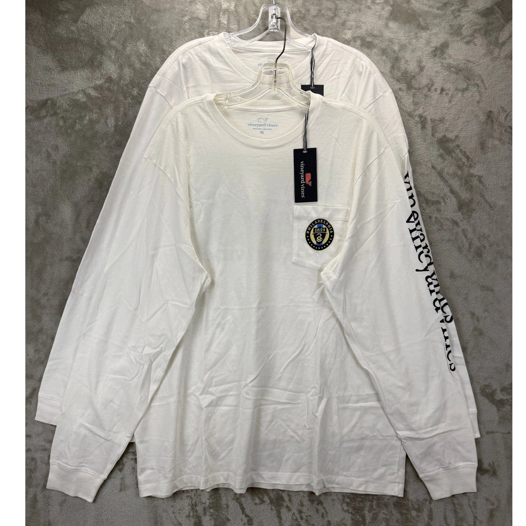 2 Vineyard Vines Philadelphia Union MLS Long Sleeve Pocket Tee White Mens XL NWT