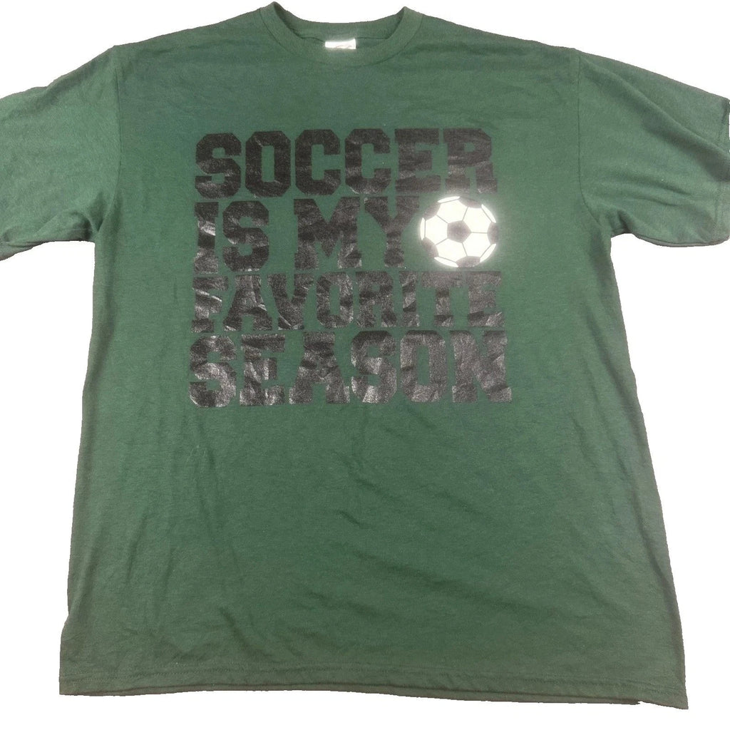 Delta-Dri Mens Soccer Is My Favorite Season T-Shirt M Green Graphic Tee