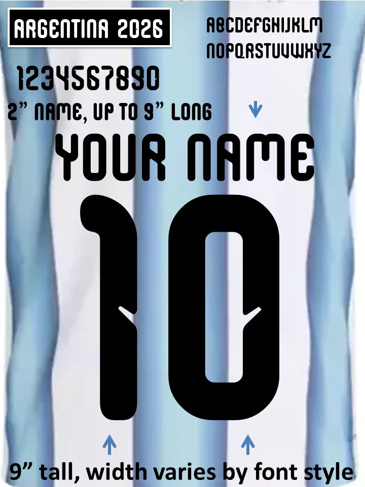 ARGENTINA 2026 CUP World IRON ON heat press transfer numbers soccer jersey