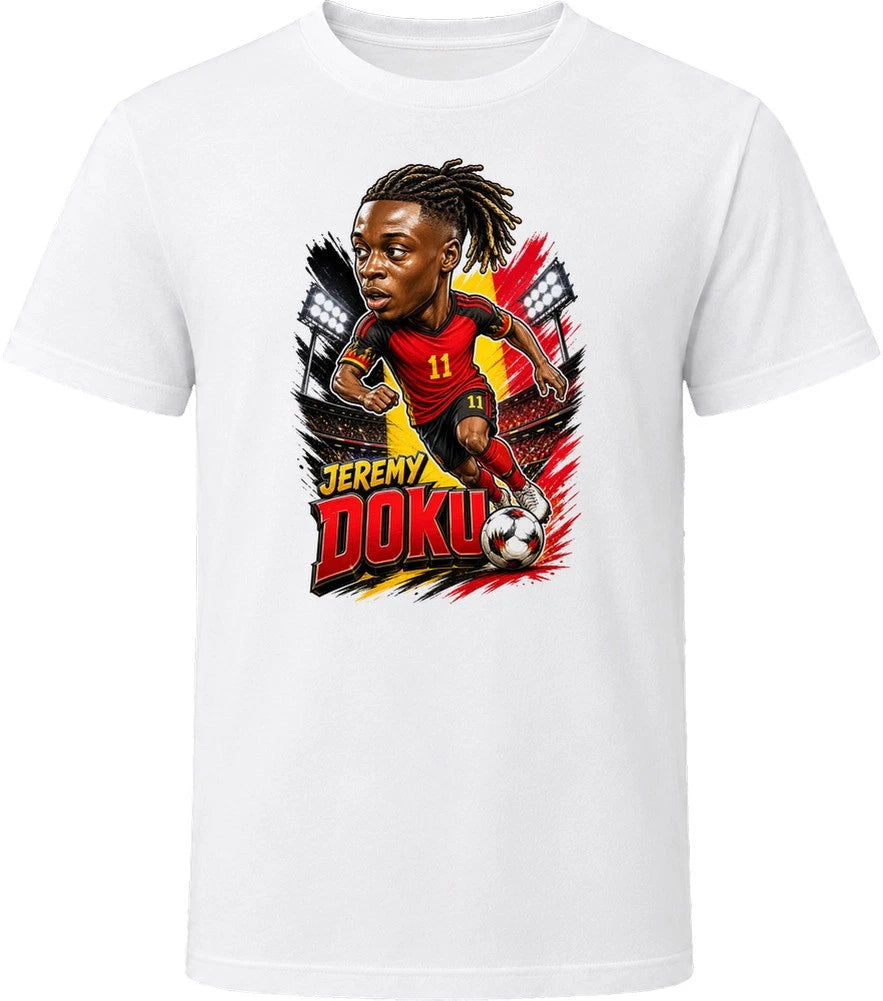 Jeremy Doku, Belgium Caricature Soccer 2026 T Shirt
