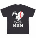Ball Mom Heart Funny Baseball Soccer Mom Sport Fan Lover T-Shirt Unisex Tee Gift