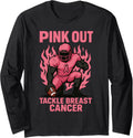 Pink Out Tackle Football Breast Cancer Support Long Sleeve T-Shirt