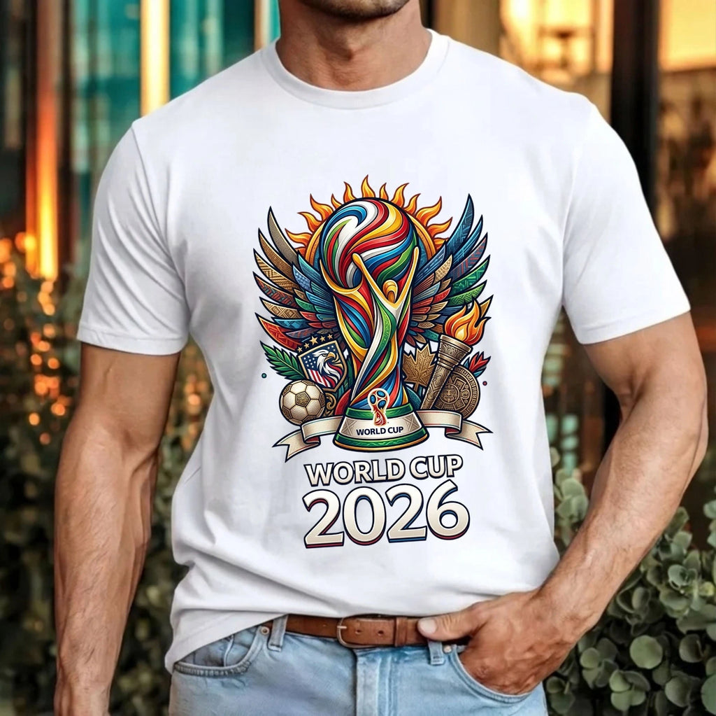 Tournament 2026 Football T-Shirt Colourful Trophy Soccer Fans Sports Gift Top