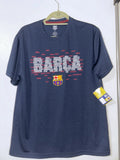 FCB FC BARCELONA Team Blue SOCCER T-SHIRT Logo Fan Gym Gear Men's L