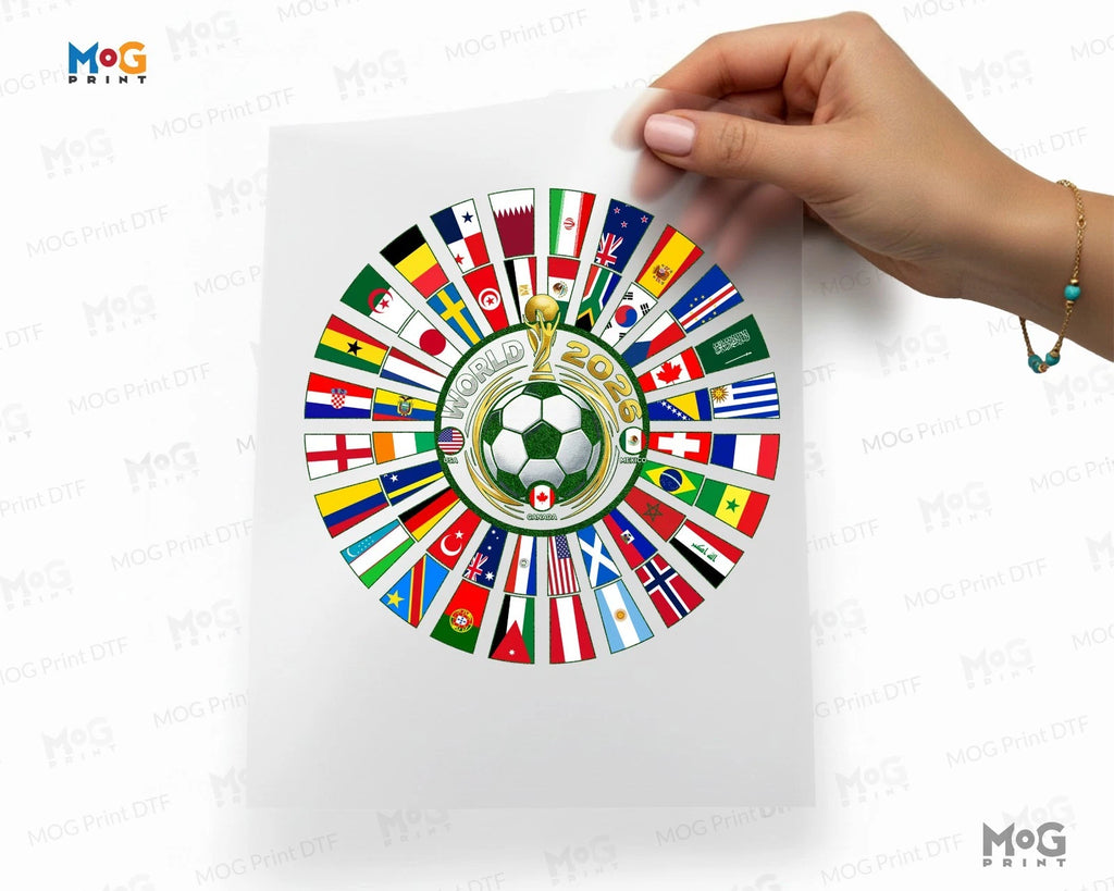 World Flags Iron On DTF Football Cup 2026 USA Canada Mexico Heat Press Transfers