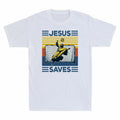 Sleeve Short Vintage Soccer Jesus Saves Gift Adult Cotton T-Shirt Funny Men's