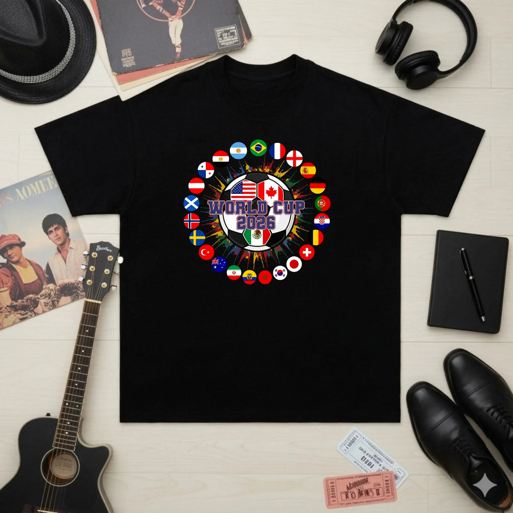 World Cup 2026 T-Shirt, Soccer Ball with Flags Shirt, Soccer Fan Tee