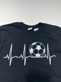 Unbranded T-Shirt Mens Size Small Soccer Heartbeats Black Short Sleeve NWT