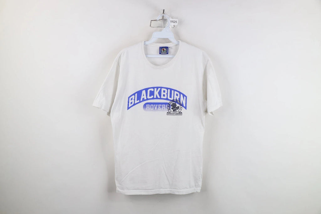 Retro Mens Medium Spell Out Blackburn Rovers FC Football Soccer T-Shirt White