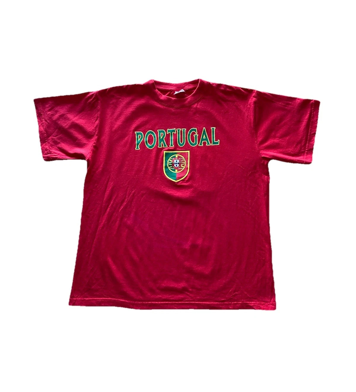 Vintage 90s Portugal Soccer Rui Costa #10 Logo T-Shirt Size Large Red World Cup
