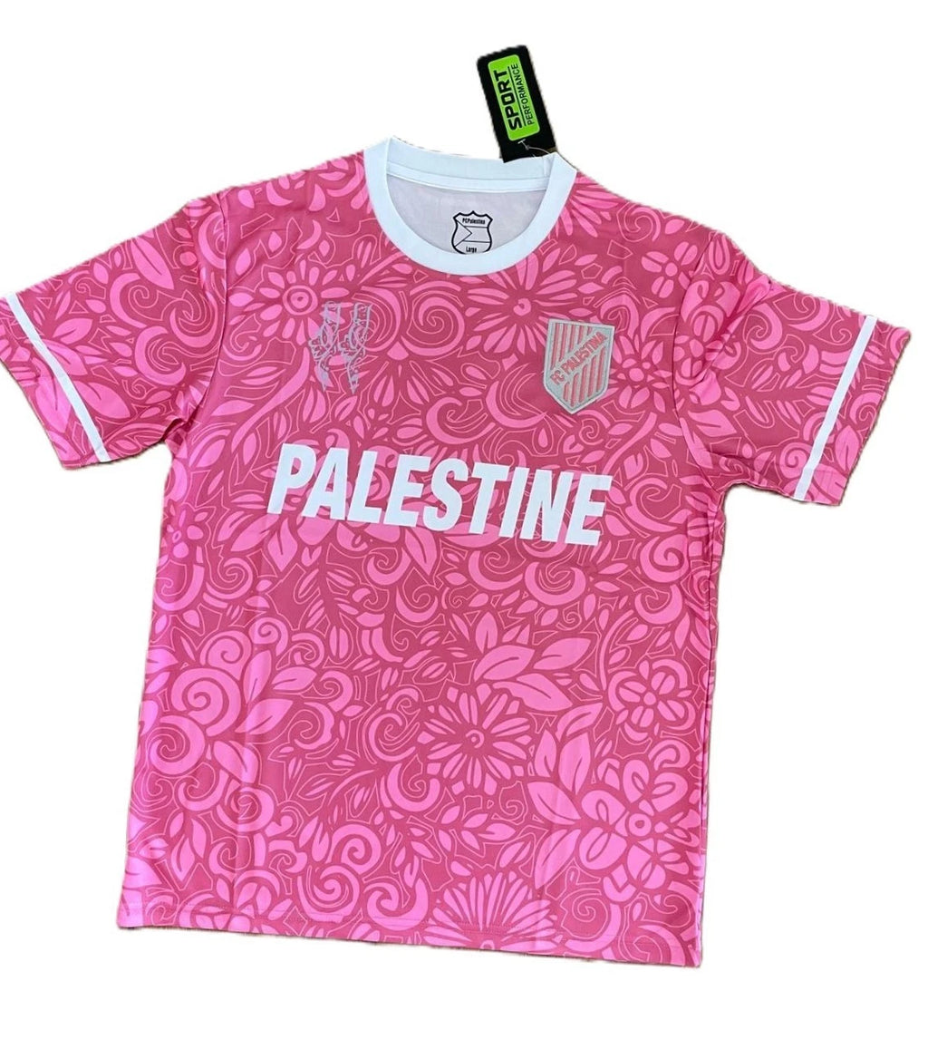 Palestine Pink Floral Football Shirt Size L Graphic Soccer Jersey Festival