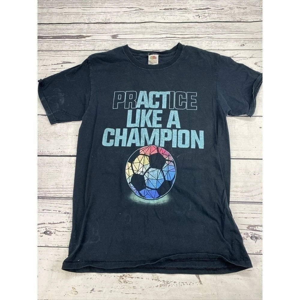 Fruit of the Loom Soccer Practice Like A Champion Graphic Tee Black Small