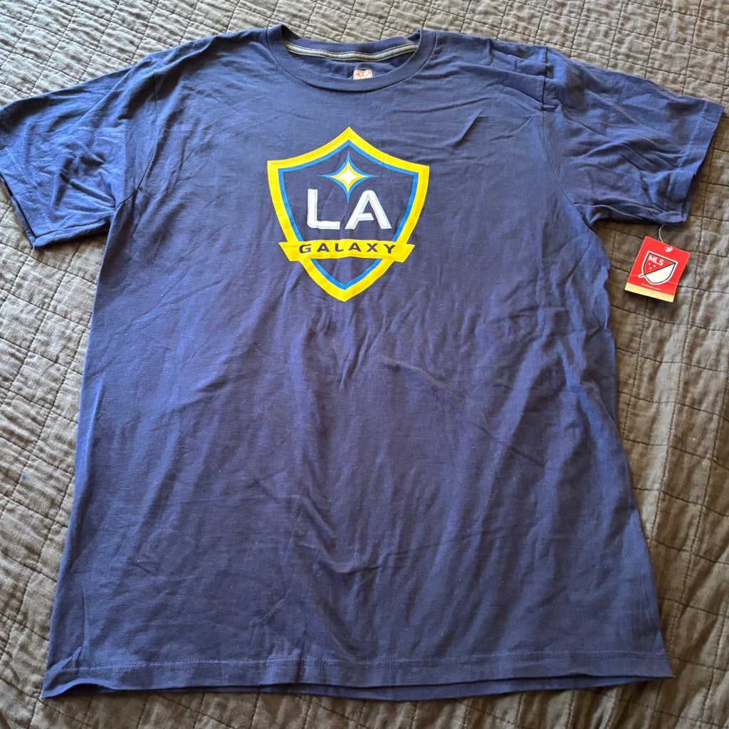 LA Galaxy MLS Soccer T-Shirt Adult Large Blue Short Sleeve Crew Neck Tee NWT