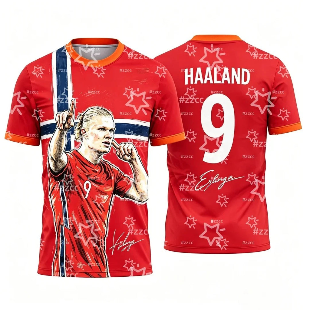 Norway Football T-Shirt Haaland 2026 World Cup Polyester Breathable T-Shirt