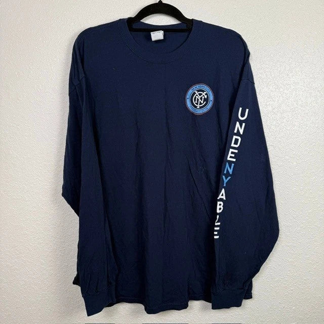 Gildan NYCFC Undenyable Long Sleeve Shirt MLS Soccer Navy Blue 2XL
